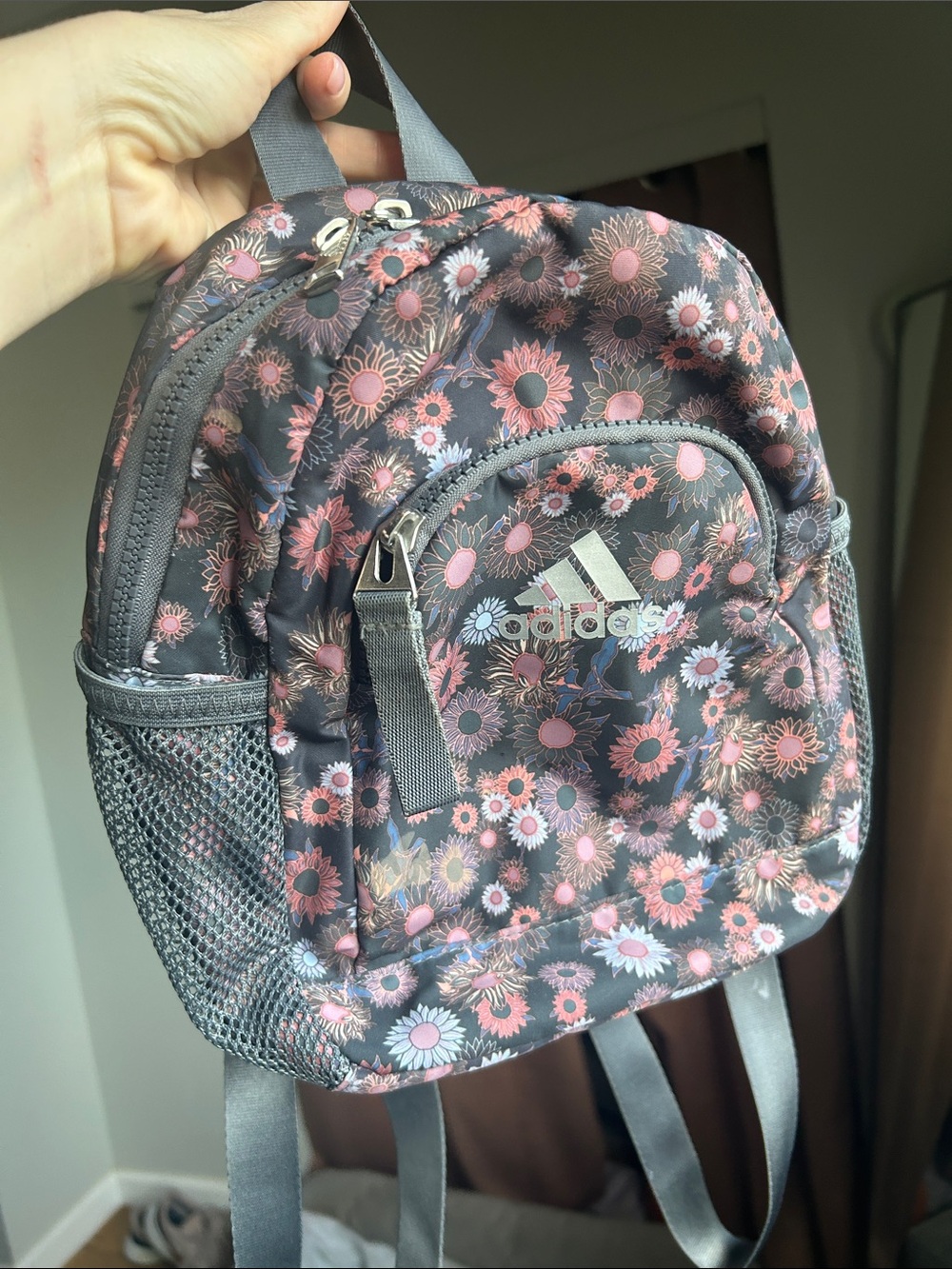 adidas Black Backpack with Pink Floral Print - Picture 2 of 8